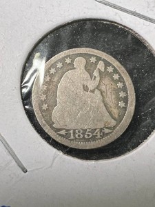 1854 WARROWS US SEATED LIBERTY HALF DIME