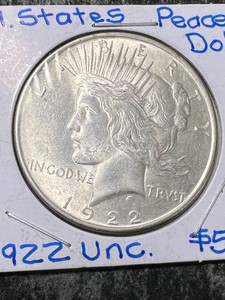 1922 US PEACE SILVER DOLLAR UNC