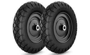 16-Inch Flat-Free Wheelbarrow Tires and Wheels 2-Pack $59.59 Retail - Brand New