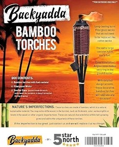 Backyadda 6-Pack Outdoor Bamboo Torches with Canisters $34.99 Retail - Brand New