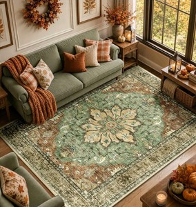 RELEANY 8x10-Foot Washable Vintage Floral Area Rug $139.99 Retail - Brand New