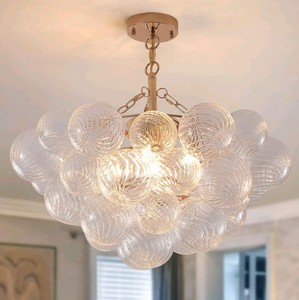 MEIXISUE 25.2-Inch 5-Light Gold Bubble Glass Chandelier $309.99 Retail - Brand New