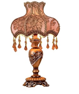 Victorian Style Resin Table Lamp with Beaded Fabric Shade $109.99 Retail - Brand New