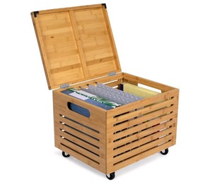 BirdRock Home Bamboo Rolling File Cabinet Box $68.41 Retail - Brand New