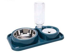 Love Dream Anti-Slip Double Pet Bowls with Gravity Water Dispenser - Brand New