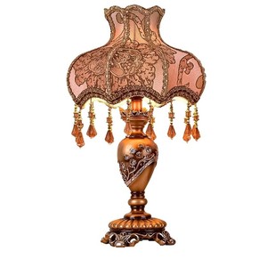 Victorian Style Resin Table Lamp with Beaded Fabric Shade $109.99 Retail - Brand New