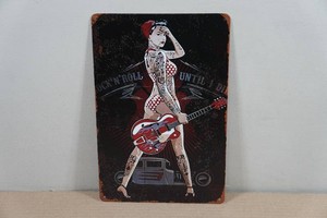 Vintage Style Metal Sign - Rock & Roll Pin-Up Girl
