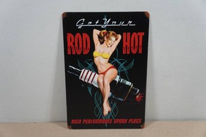 Vintage Style Metal Sign - Hot Rod Pin-Up Girl