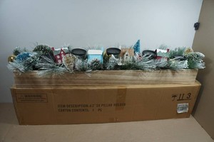 Fraser Hill Farm 42 Rustic Wood 5-Candle Holder Christmas Centerpiece