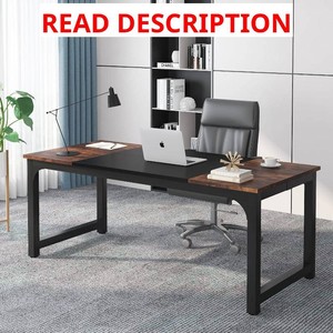$170 Tribesigns 70.8 Executive Desk, Rustic Brown