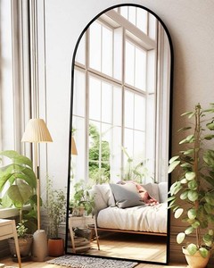 $140 BEVERDY Arched Floor Mirror 30x71, Black