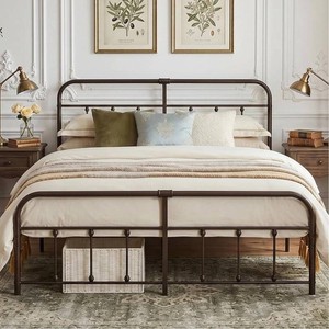 $145 VECELO King Size Metal Bed Frame w Headboard