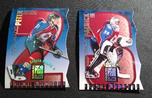 1998 Donruss Elite Prime Numbers Die-Cut Cards of Patrick Roy & Peter Forsberg #d 254 349
