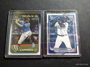 (2) Junior Caminero Rookie Cards - Topps & Bowman