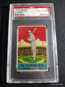 Awesome 1933 DeLong Al Simmons - PSA Authentic (Altered)