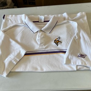 Vintage Reebok Vikings Embroidered White Polo 2XL