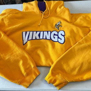 Vintage Reebok Vikings Embroidered Gold Hooded Sweatshirt 3XL