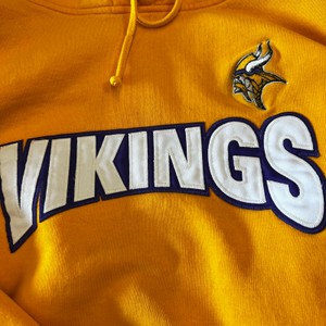 Vintage Reebok Vikings Embroidered Gold Hooded Sweatshirt 3XL
