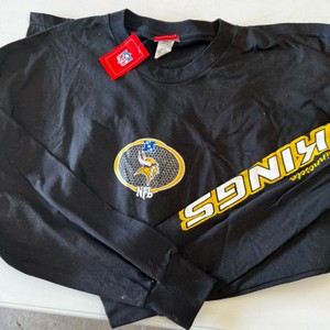 Vintage NFL Vikings Black Screenprinted Long Sleeve XXL NOS Tag