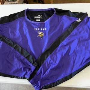 Vintage Puma MN Vikings Purple Vented Pullover Windbreaker 2XL