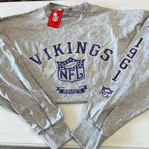 Vintage Reebok NFL MN Vikings Grey Long Sleeve NOS Tags 2XL
