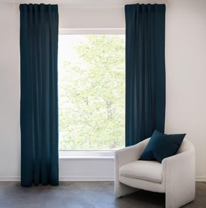 100% French Linen Window Curtain Set - 50 W x 96 L - Baltic  BOKSER HOME