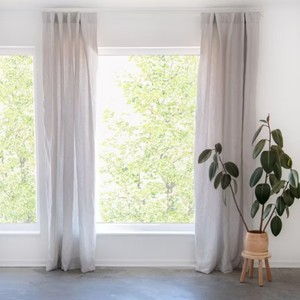 100% French Linen Window Curtain Set - 50 W x 108 L - Pebble Heather  BOKSER HOME