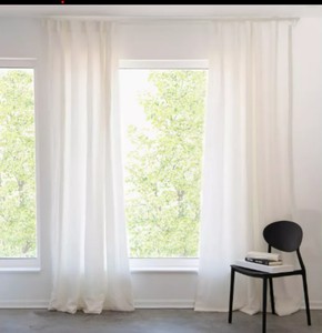 100% French Linen Window Curtain Set - 50 W x 108 L - Cream  BOKSER HOME