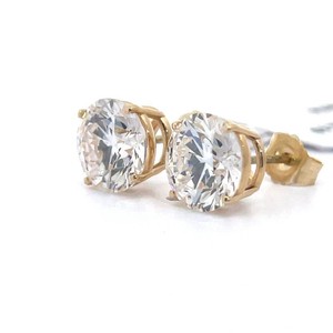 4.10 Carat Diamond Solitaire Stud Earrings in 14k Yellow Gold *VIDEO*