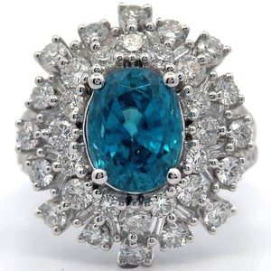 NEW! 7.62 Carat Natural Aqua Zircon & Diamond Ballerina Cocktail Cluster Ring in Platinum; $11,900 Retail *VIDEO*