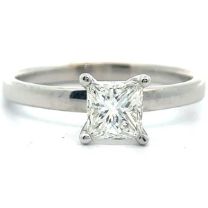 1.01 Carat Natural Diamond Princess Solitaire Engagement Ring in 14k White Gold *VIDEO*