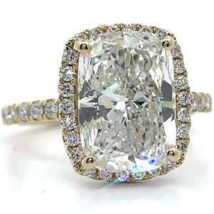 5.62 Carat Diamond Radiant Halo Ring in 14k Yellow Gold; $6,200 Retail w/ Report *VIDEO*