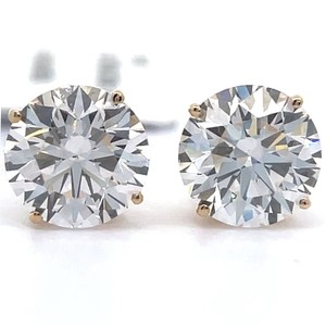 4.10 Carat Diamond Solitaire Stud Earrings in 14k Yellow Gold *VIDEO*