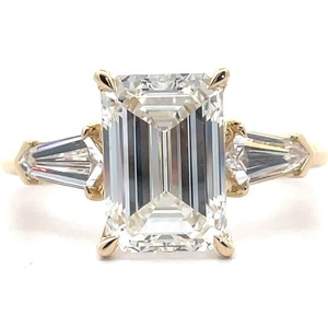 NEW 4.25 Carat Diamond Emerald Cut Three-Stone Ring in 14k Yellow Gold w IGI Report VIDEO