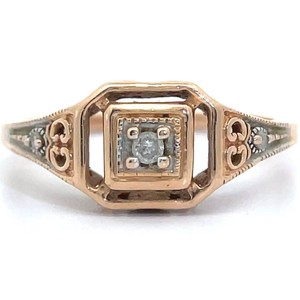 Natural Diamond Open Halo Vintage Art Deco Ring in 14k Yellow Gold VIDEO