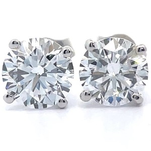 2 Carat Diamond Solitaire Four-Prong Martini Stud Earrings in 14k White Gold $1,995 Retail VIDEO
