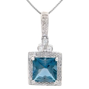 2.75 Carat Natural London Blue Topaz & Diamond Halo Drop Pendant in 14k White Gold VIDEO