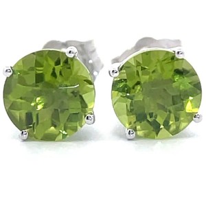 1.73 Carat Natural Peridot Solitaire Stud Earrings in 14k White Gold VIDEO