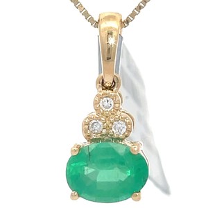 NEW 0.81 Carat Natural Emerald & Diamond Cluster Drop Pendant in 14k Yellow Gold Retail $1,100 VIDEO