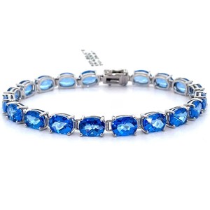 Johnny Wang Glacier Blue Topaz Oval Tennis Bracelet VIDEO