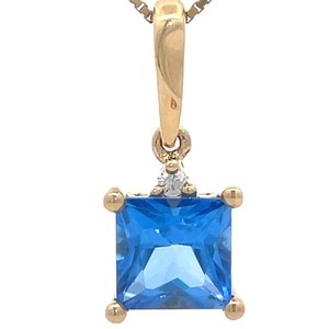 Johnny Wang Glacier Blue Topaz & Diamond Two-Stone Pendant in 14k Yellow Gold VIDEO