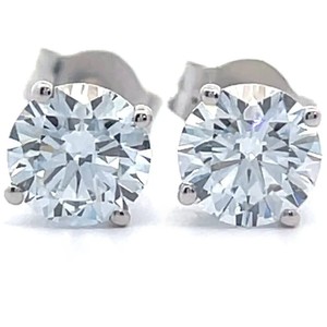 1 Carat Diamond Round Solitaire Martini Stud Earrings in 14k White Gold VIDEO