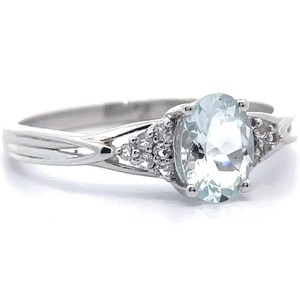 0.80 Carat Natural Aquamarine Ring in 14k White Gold VIDEO