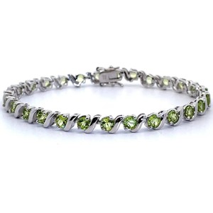 Natural Lemon-Lime Peridot S-Bar Link Tennis Bracelet VIDEO