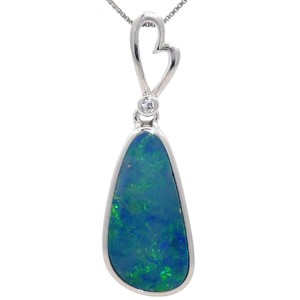 Free Form Opal & Diamond Heart Halo Drop Pendant VIDEO