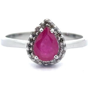 Natural Ruby Pear Natural Diamond Halo Ring VIDEO