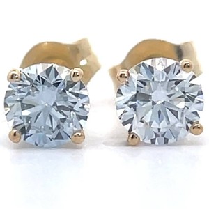 0.75 Carat Diamond Round Solitaire Stud Earrings in 14k Yellow Gold VIDEO