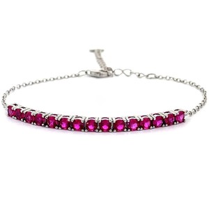 Ruby Half and Half Tennis Adjustable Cable  Bracelet VIDEO
