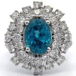 NEW! 7.62 Carat Natural Aqua Zircon & Diamond Ballerina Cocktail Cluster Ring in Platinum; $11,900 Retail *VIDEO*