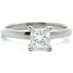 1.01 Carat Natural Diamond Princess Solitaire Engagement Ring in 14k White Gold *VIDEO*